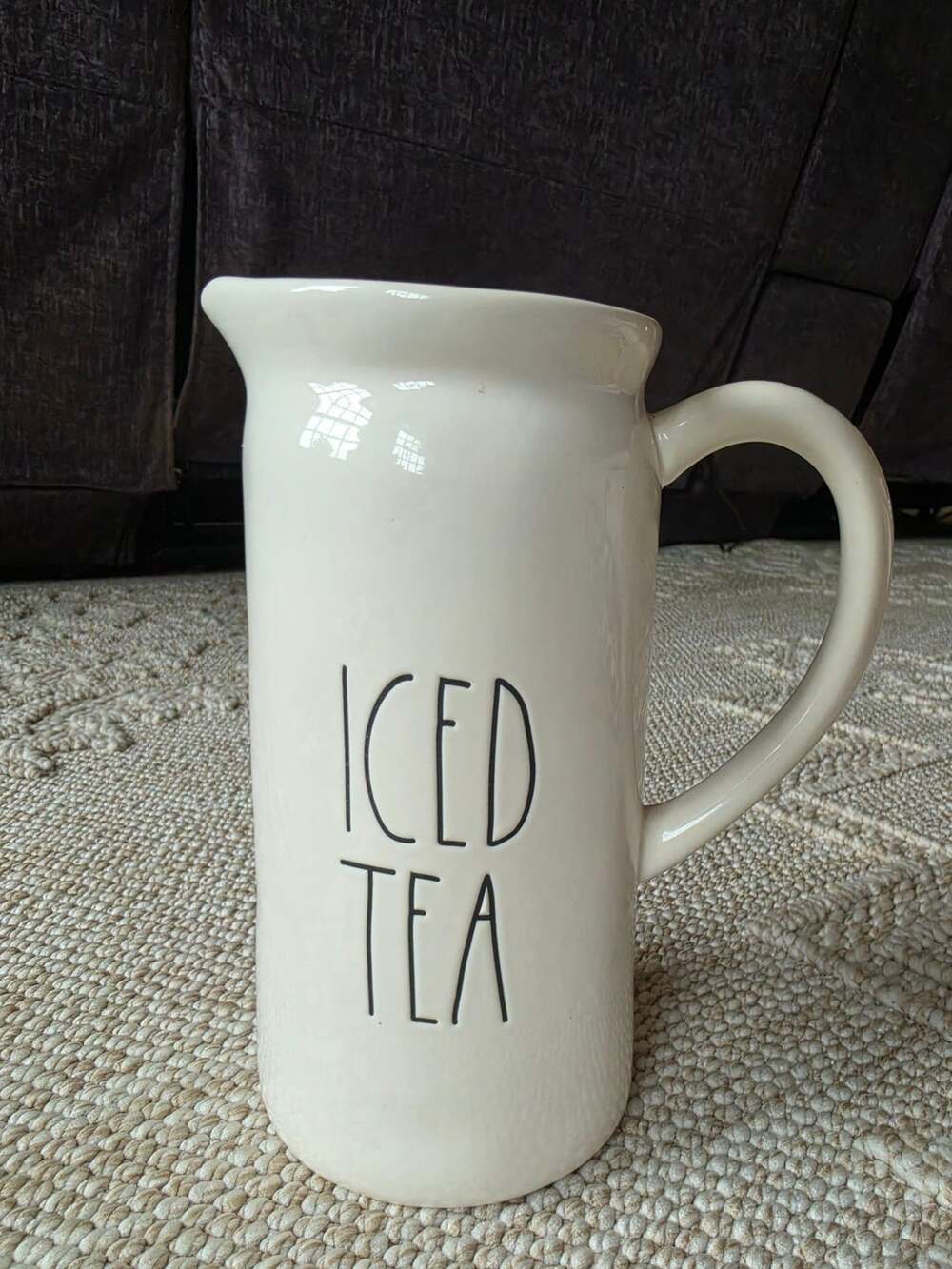 Rae Dunn Iced Tea Ceramic Pitcher Farmhouse White